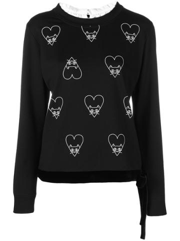 Marc Cain Cat And Heart Print Sweatshirt - Black