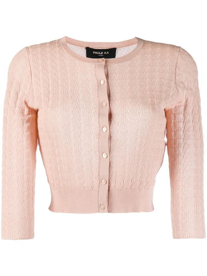 Paule Ka Cropped Fitted Cardigan - Neutrals
