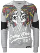 Philipp Plein 'chunta' Sweatshirt, Men's, Size: Xl, Grey, Cotton/leather/polyurethane/polyester