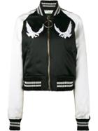 Off-white Bird Embroidered Bomber Jacket, Women's, Size: Small, Black, Polyester/viscose/polyamide