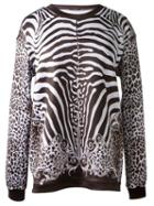 Balmain Zebra Print Sweater, Women's, Size: 36, Black, Polyester/spandex/elastane
