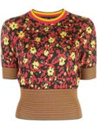 Proenza Schouler Silk Jacquard Floral Knit Top - Red