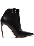 Alexander Mcqueen Leather Pointed Toe 105 Ankle Boots - Black