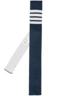 Thom Browne Knit Tie With 4 Bar - Blue