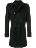 Kris Van Assche Belted Double Breasted Coat - Black