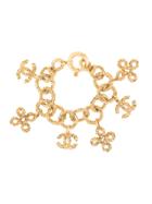 Chanel Vintage Cc Clover Motif Bracelet - Gold