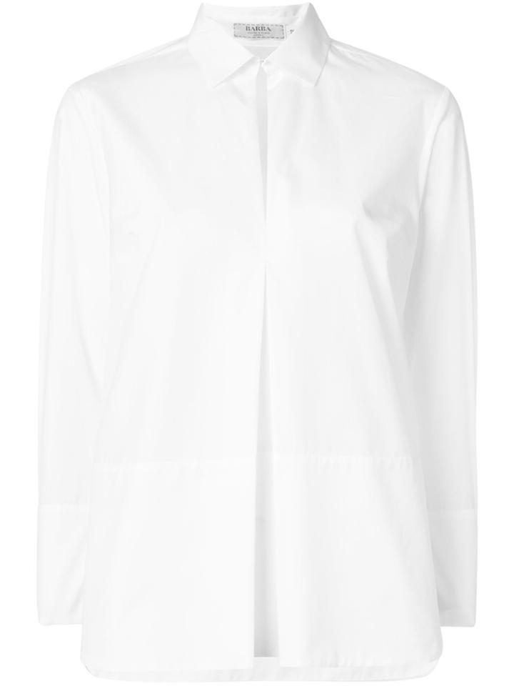 Barba Concealed Front Shirt - White