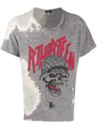 R13 Bleach-effect Graphic Print T-shirt - Grey