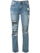 Frame Denim - Cropped Distressed Jeans - Women - Cotton/spandex/elastane/polyester - 29, Blue, Cotton/spandex/elastane/polyester