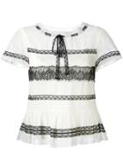 Red Valentino Lace Insert Shortsleeved Blouse - Nude & Neutrals