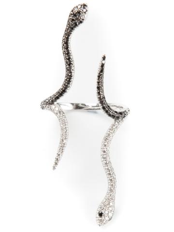 Elise Dray Diamond Pavé Siamoise Snake Ring - Metallic