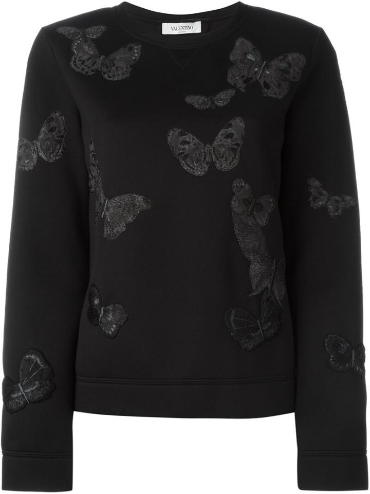 Valentino Butterfly Embroidered Sweatshirt, Women's, Size: Xs, Black, Modal