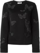 Valentino Butterfly Embroidered Sweatshirt, Women's, Size: Xs, Black, Modal