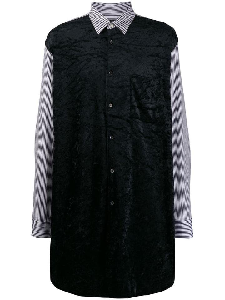 Comme Des Garçons Homme Plus Striped Panelled Long Shirt - Black