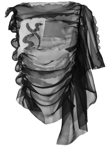 Kotohayokozawa - Ruched Sheer Panel Dress - Women - Polyester - M, White, Polyester