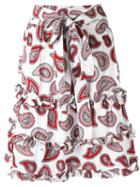 Dodo Bar Or - Paisley Print Belted Skirt - Women - Silk - 40, White, Silk