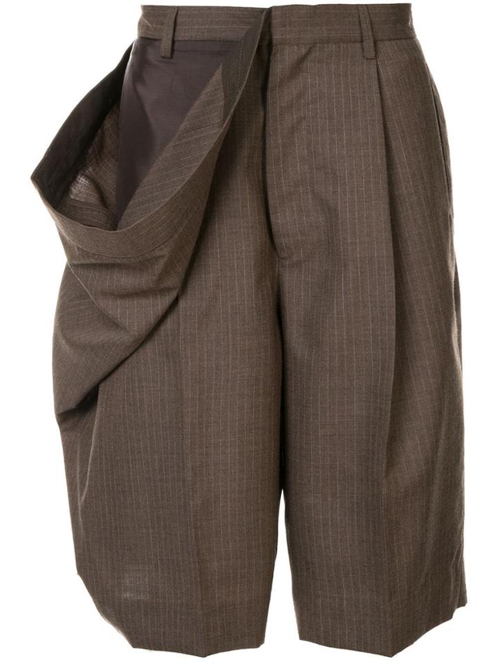 Hed Mayner Draped Side Shorts - Brown