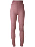 Melampo - Ribbed Knit Leggings - Women - Nylon/polyester - 42, Pink/purple, Nylon/polyester