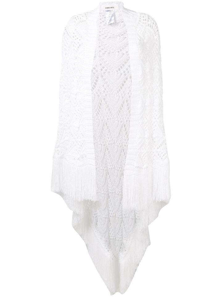 Circus Hotel Fringed Crochet Shawl - White