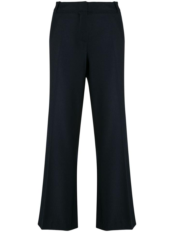 Kiltie Cropped Flared Trousers - Blue