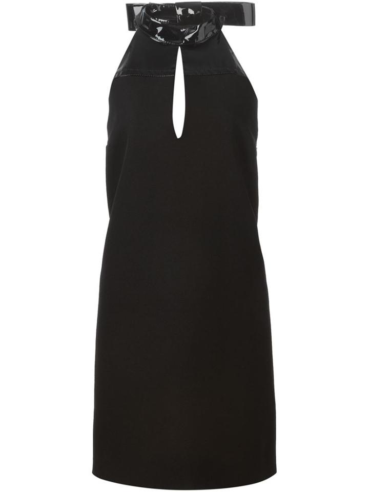 Maison Margiela Bow Strap Dress, Women's, Size: 42, Black, Polyester/polyurethane/viscose/virgin Wool