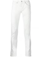Dondup Shredded Trim Trousers, Men's, Size: 36, White, Cotton/spandex/elastane