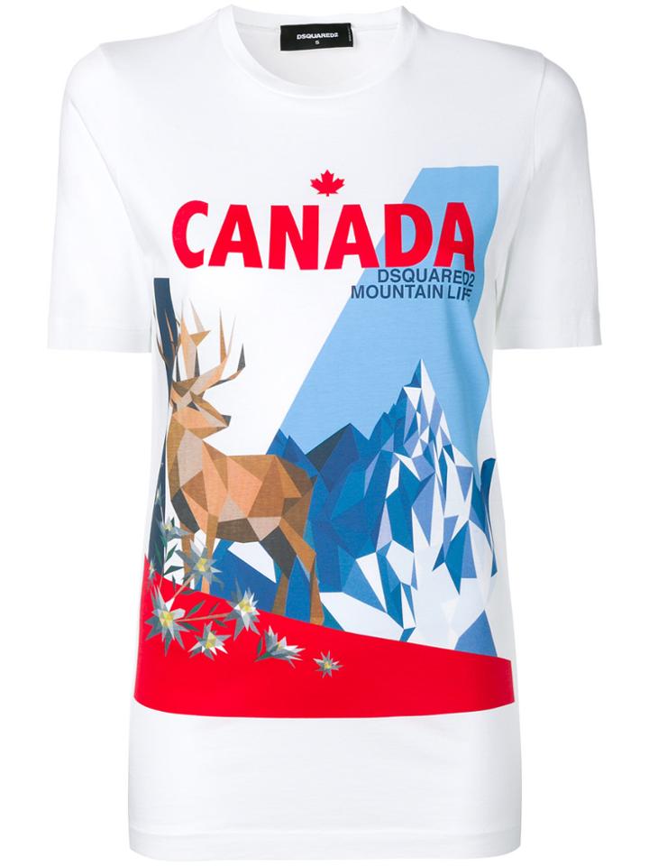 Dsquared2 Canada Mountain Print T-shirt - White