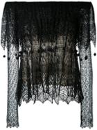 Alexander Mcqueen - Lace Off The Shoulder Top - Women - Silk/viscose - Xs, Black, Silk/viscose