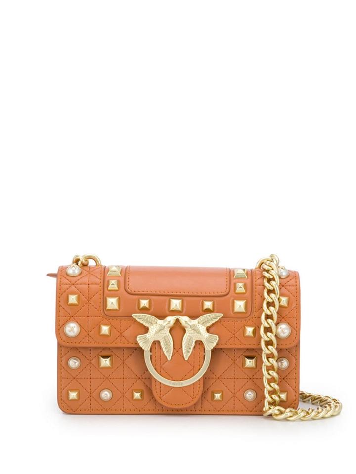 Pinko Love Studded Crossbody Bag - Brown