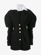 Jacquemus Puff Sleeve Mini Dress, Women's, Size: 42, Black, Wool/cotton