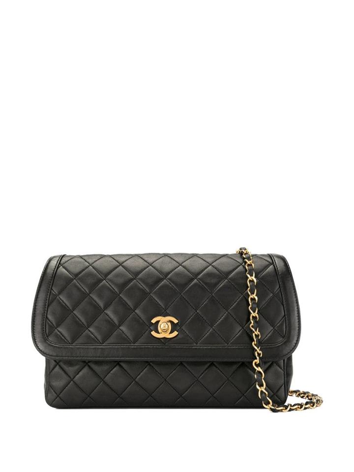 Chanel Pre-owned Designed Flap Turn-lock Chain Bag - Black