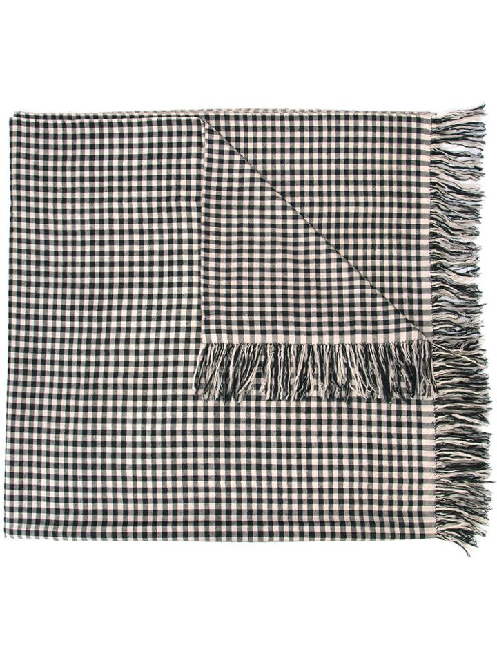 The Elder Statesman Cashmere Checked Scarf - Black