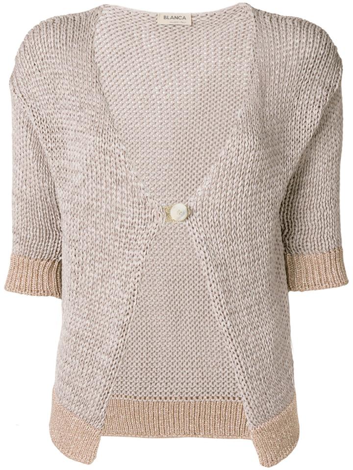 Blanca Cropped Sleeve Cardigan - Pink & Purple
