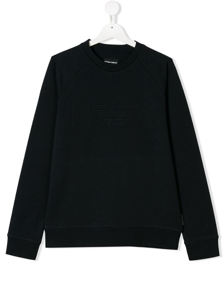 Emporio Armani Kids Embroidered Logo Raglan Sweatshirt - Blue