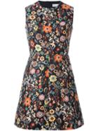 Red Valentino Floral Embroidery A-line Dress, Women's, Size: 44, Black, Polyester/acetate