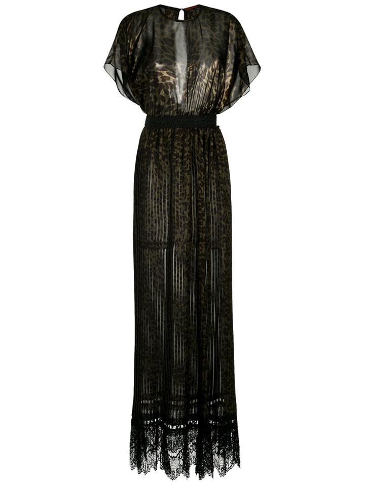 À La Garçonne Sheer Leopard Print Pleated Dress - Black