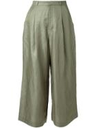 Loveless Wide-legged Cropped Trousers - Green