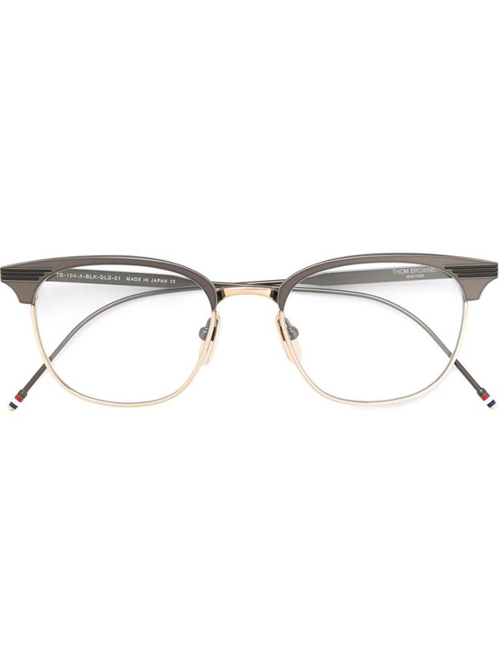 Thom Browne Eyewear - Retro Frame Glasses - Unisex - Titanium - One Size, Black, Titanium
