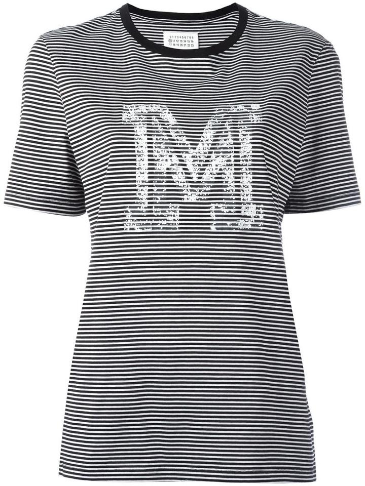 Maison Margiela Striped M Print T-shirt, Women's, Size: 48, Black, Cotton