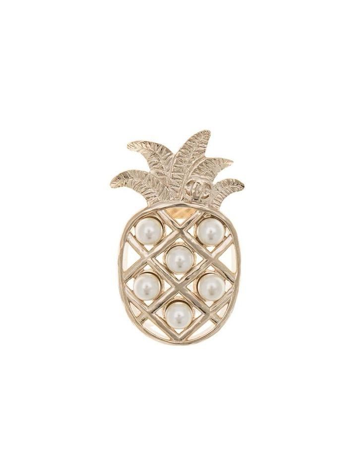 Chanel Vintage Pineapple Brooch, Women's, Metallic