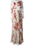 Dolce & Gabbana Daisy And Poppy Print Maxi Dress, Women's, Size: 40, Red, Silk/cotton/polyamide