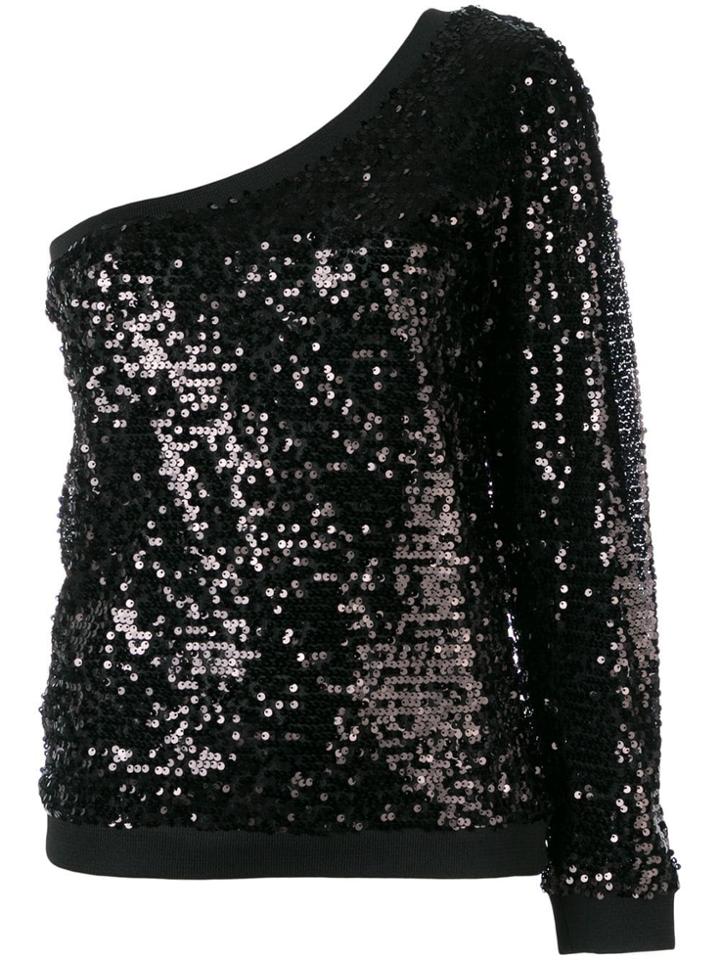 P.a.r.o.s.h. Sequin One Shoulder Top - Black