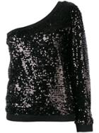 P.a.r.o.s.h. Sequin One Shoulder Top - Black