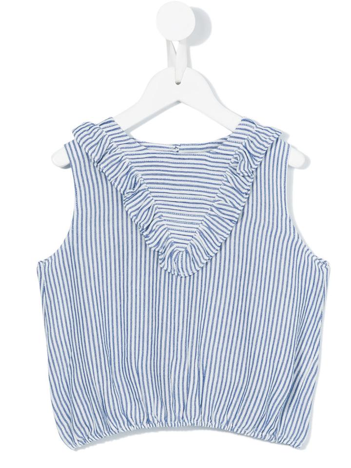 Maan - Sleeveless Striped Shirt - Kids - Linen/flax/viscose - 10 Yrs, Blue