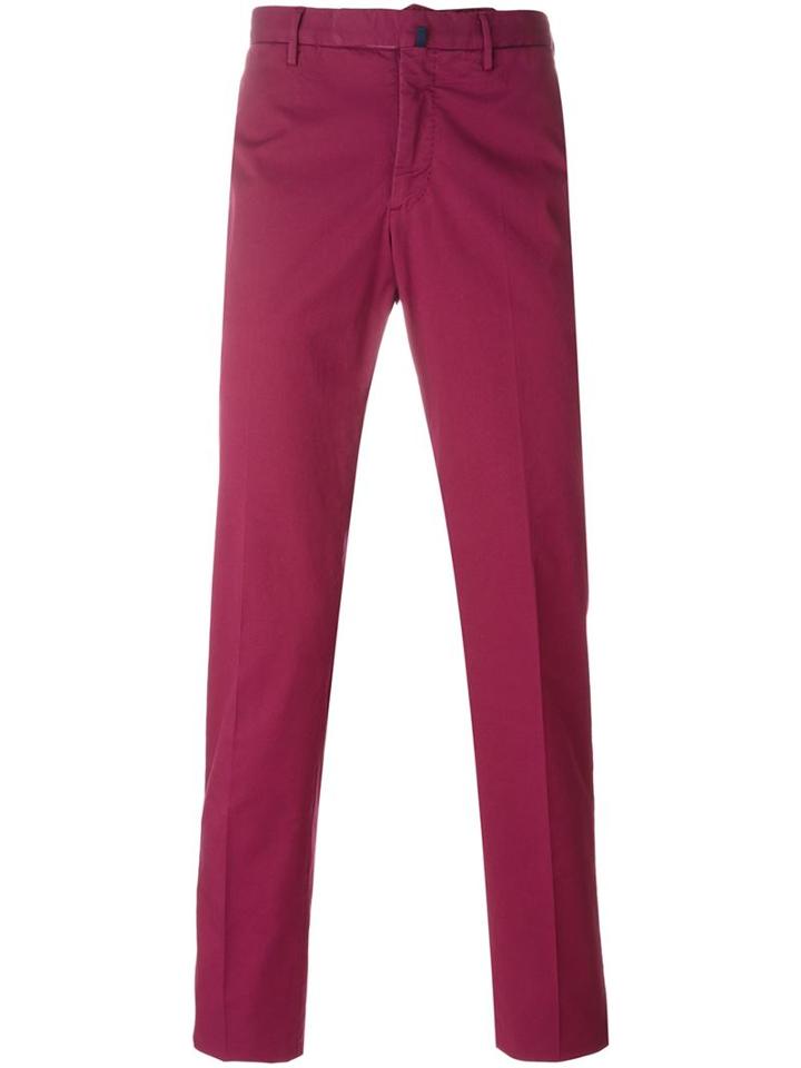 Incotex Slim Chino Trousers, Men's, Size: 50, Pink/purple, Cotton/elastodiene