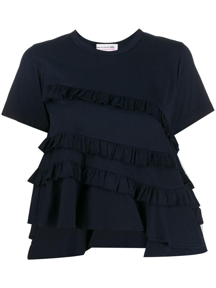 Comme Des Garçons Girl Asymmetric Ruffle Detail T-shirt - Blue