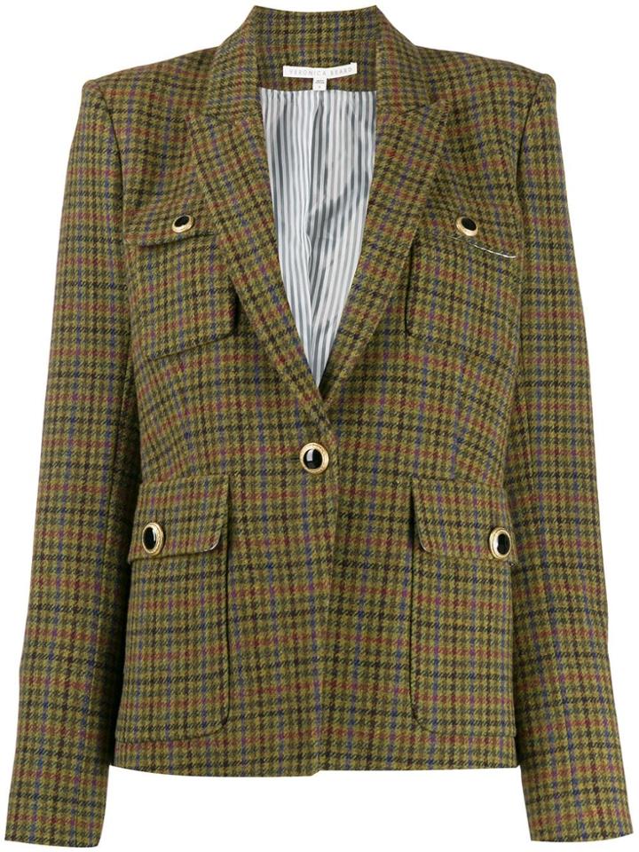 Veronica Beard Plaid Fitted Blazer - Green