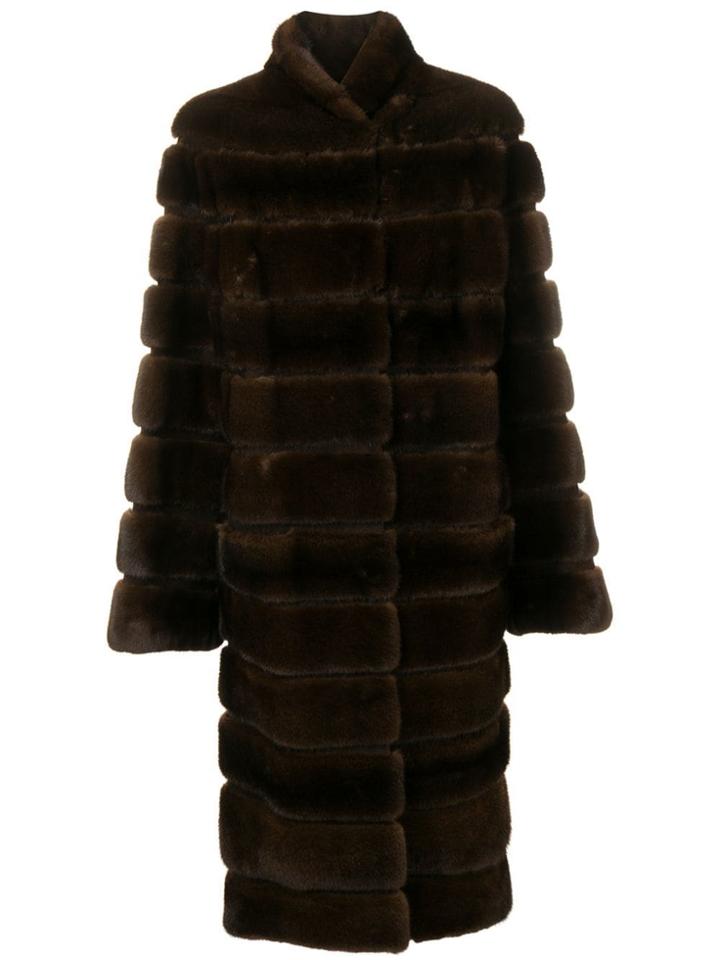Liska Alfie Long Fur Coat - Brown