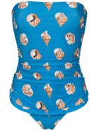 Adriana Degreas Strapless Conchiglie Swimsuit - Blue