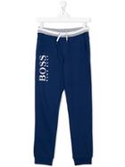 Boss Kids Teen Logo Print Sweatpants - Blue